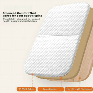 Toddly CuddleCrib Oval 3-in-1 wooden bassinet with foldable design and premium ergonomic mattress
