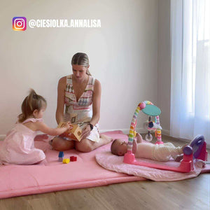 Toddly CushyCrawl V2.0 waterproof memory foam play mat in coral velvet with non-slip backing