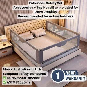 Toddly DreamGuard V2 adjustable baby bed rail with breathable mesh and steel frame for child safety