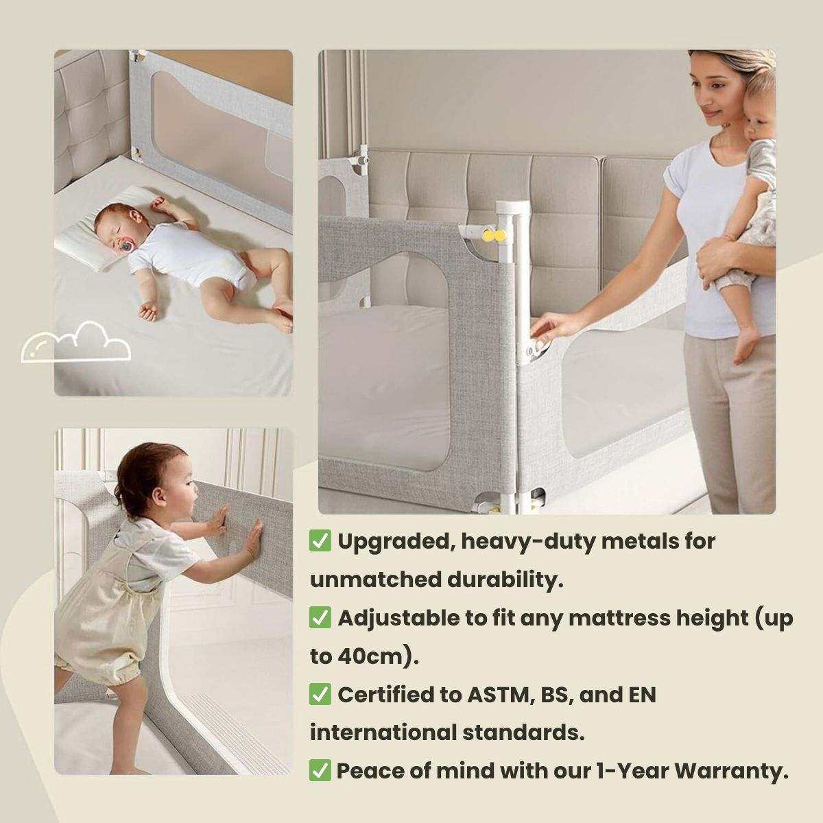 Toddly DreamGuard V2 adjustable baby bed rail with breathable mesh for secure nighttime protection