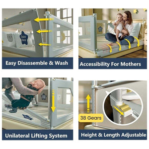 Toddly DreamGuard V2 adjustable baby bed rail with breathable mesh and steel frame for child safety
