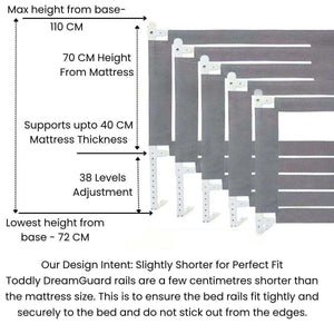 Toddly DreamGuard V2 adjustable baby bed rail with breathable mesh for safe sleep