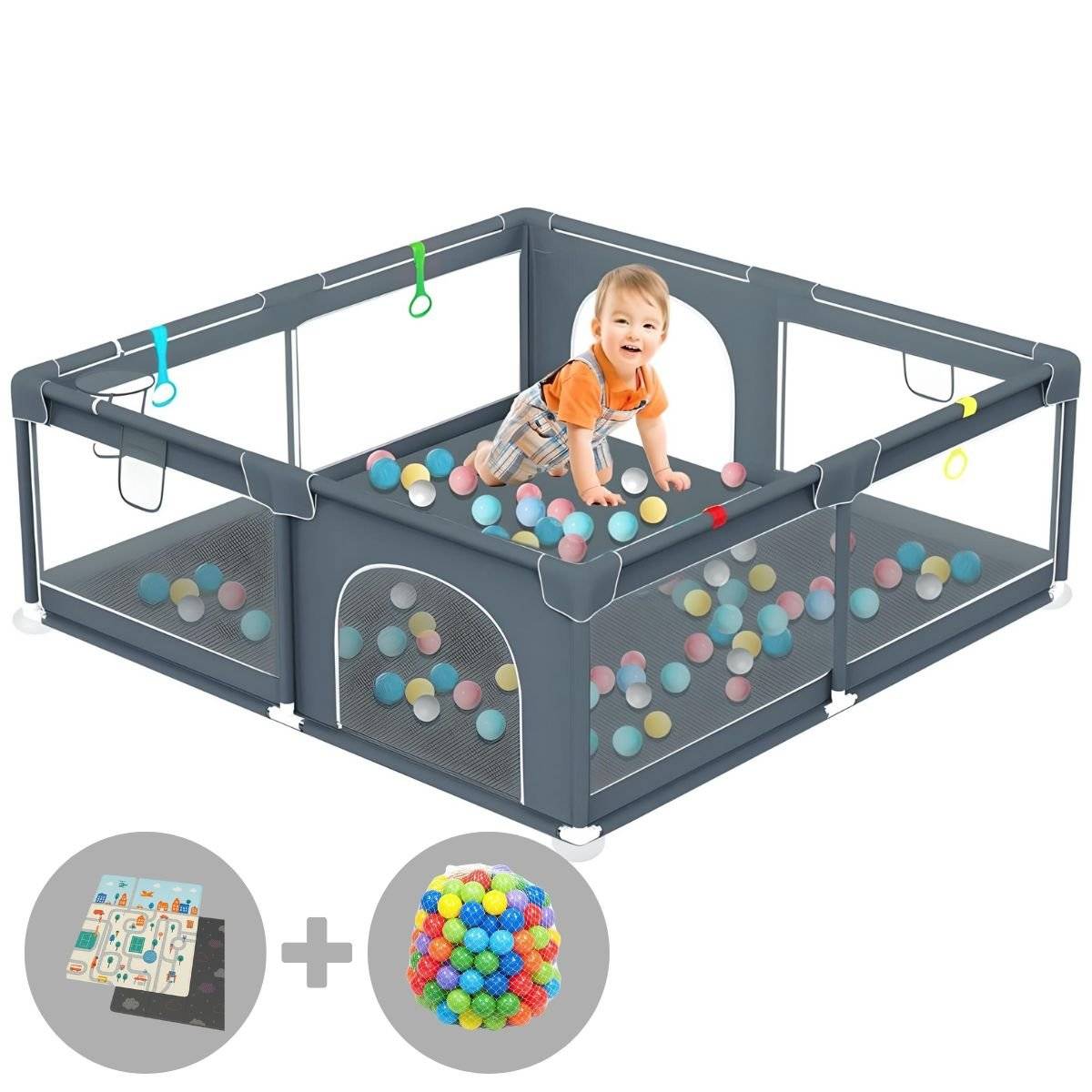 Toddly Explorer Max spacious baby playpen with mesh sides and zippered door for safe indoor and outdoor play