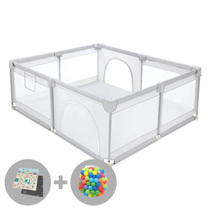 Toddly Explorer Max large baby playpen with mesh sides and zippered door for safe child play