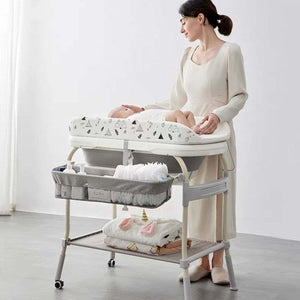 Toddly FlexiBathe 2-in-1 adjustable baby bathtub and changing table with storage and lockable wheels