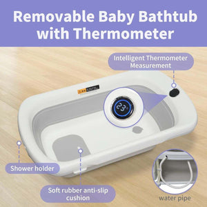 Toddly FlexiBathe 2-in-1 adjustable baby bathtub and changing table with storage and lockable wheels