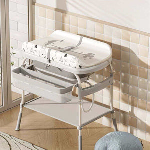 Toddly FlexiBathe adjustable baby changing table with fold-flat bathtub and digital thermometer