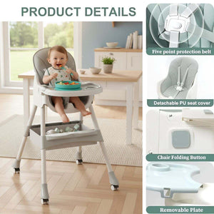 Toddly FlexiGrow high chair with 5-point harness and adjustable tray for infant and toddler safety and comfort