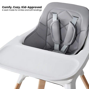 Toddly FlexiGrow Beechwood 3-in-1 ergonomic baby high chair with adjustable footrest and safety harness