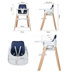 Toddly FlexiGrow Beechwood Baby High Chair Ergonomic 3 - in - 1 with Adjustable Footrest High Chair