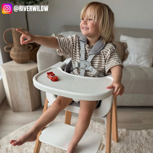 Toddly FlexiGrow Beechwood Baby High Chair Ergonomic 3 - in - 1 with Adjustable Footrest High Chair