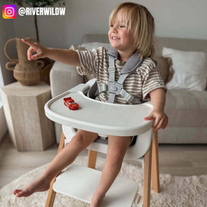 Toddly FlexiGrow Beechwood ergonomic 3-in-1 baby high chair with adjustable footrest and natural wood legs