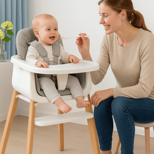 Toddly FlexiGrow Beechwood Baby High Chair Ergonomic 3 - in - 1 with Adjustable Footrest High Chair