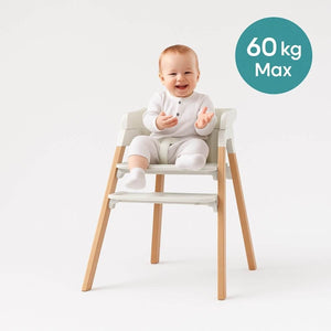 Toddly FlexiGrow Beechwood 3-in-1 ergonomic baby high chair with adjustable footrest and natural wood design