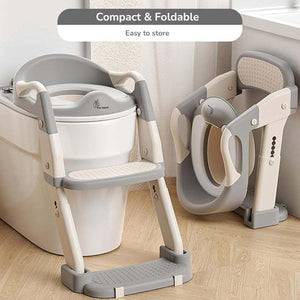 Toddly 2-in-1 toilet training seat and adjustable step stool for toddlers with foldable design and safety features