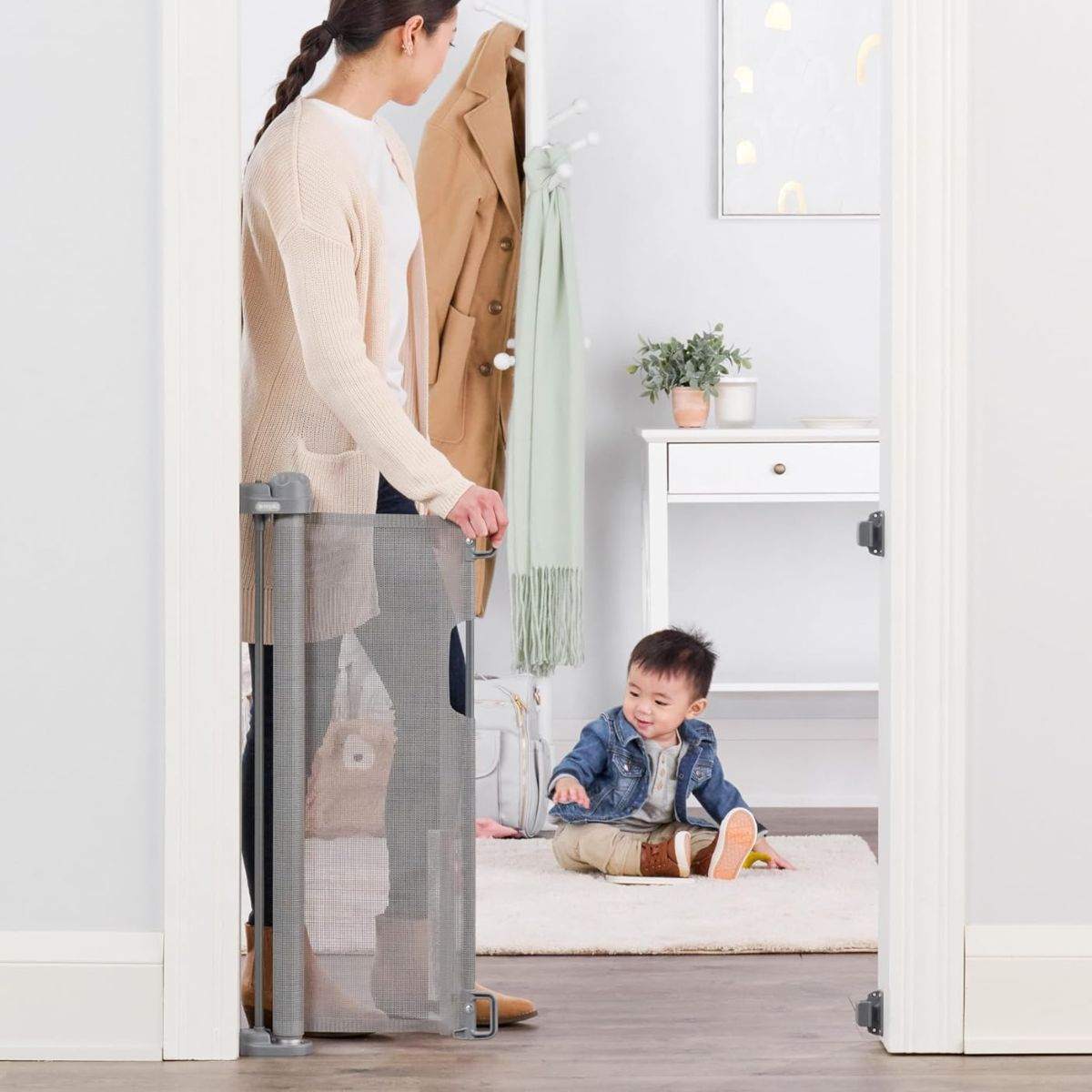 Toddly GuardMate Retractable Baby Gate extra wide mesh safety gate for babies and pets
