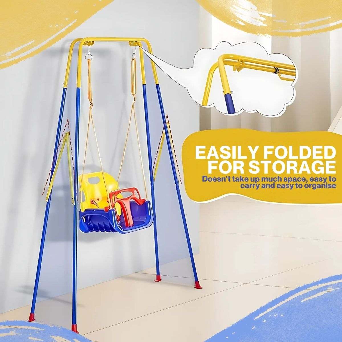 Toddly JoySwing durable 2-in-1 swing and jolly jumper set for toddlers with stainless steel frame and safety features