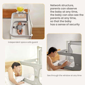 Toddly NightNest Bedside Rail adjustable baby bed guard with breathable mesh and child-lock safety latch