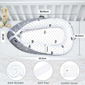 Toddly SnuggleNest Baby Nest Adjustable Baby Lounger 100% Cotton OEKO - Tex Certified Baby Nest