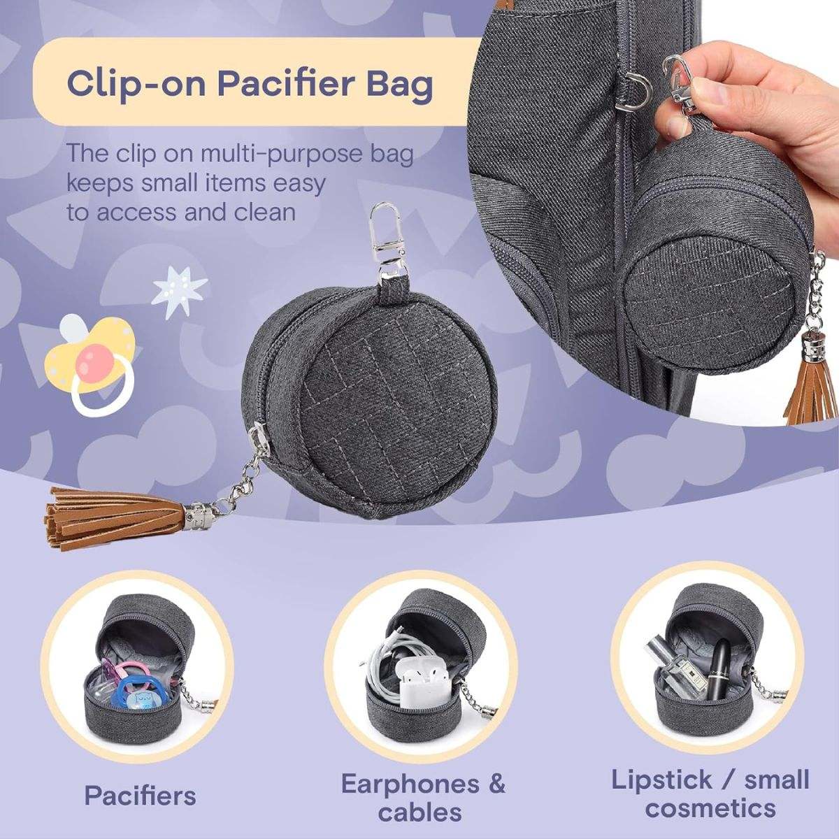 Toddly Urban Ease Series diaper bag with multiple compartments, insulated pockets, and portable changing pad for baby essentials.