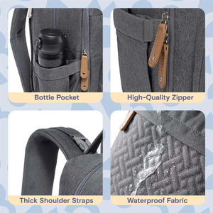 Toddly Urban Ease Series waterproof diaper bag with multiple compartments and portable changing pad