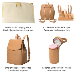 Toddly UrbanEase Vegan Leather Nappy Bag – Stylish, Spacious & Waterproof Nappy Bags
