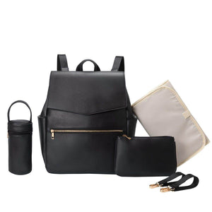 UrbanEase Vegan Leather Backpack by Toddly, stylish waterproof nappy bag for modern parents