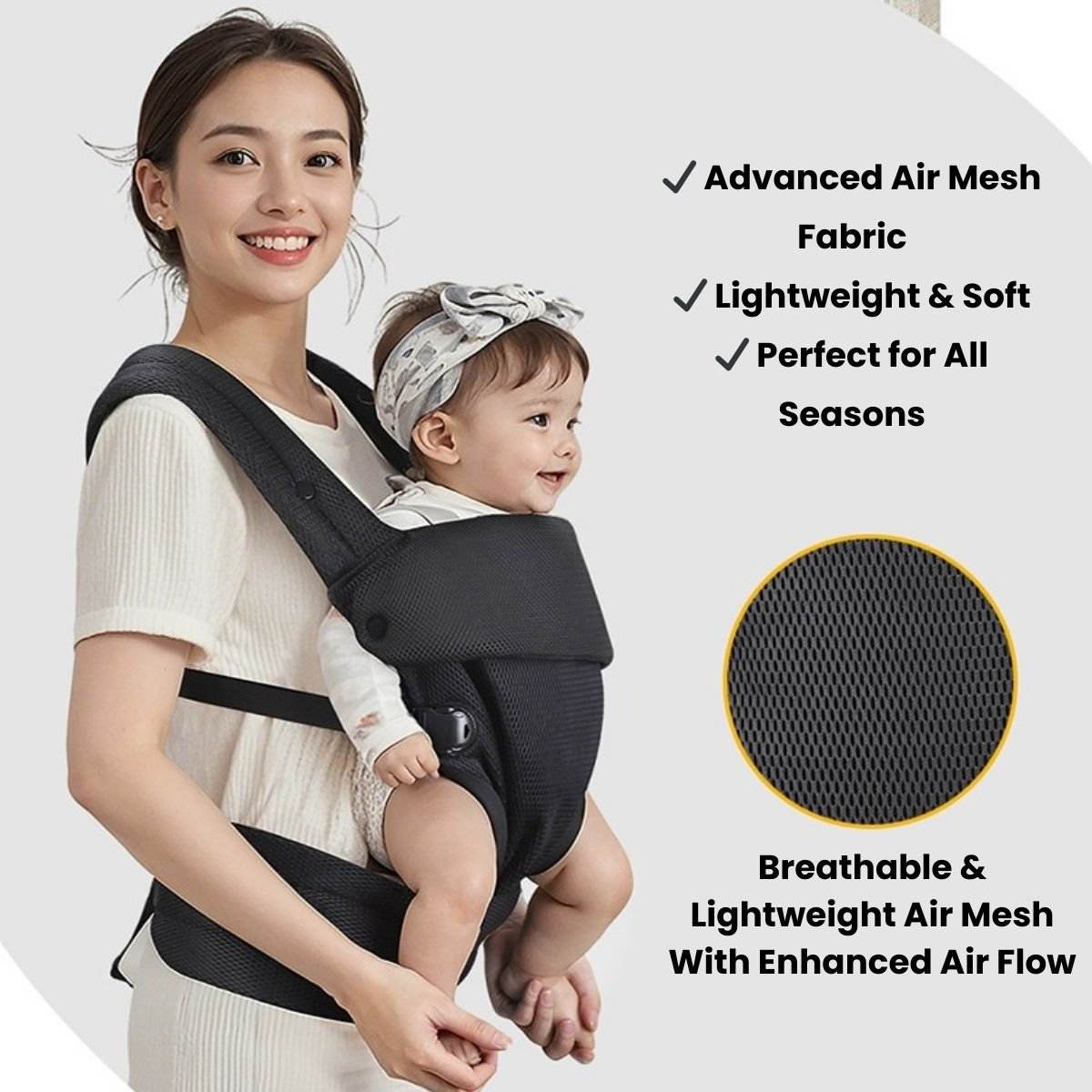Toddly VivreNest ergonomic baby carrier with hip-healthy design and breathable fabric