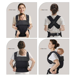 Toddly VivreNest ergonomic baby carrier with hip-healthy design, breathable fabric, and padded straps for newborns to toddlers.