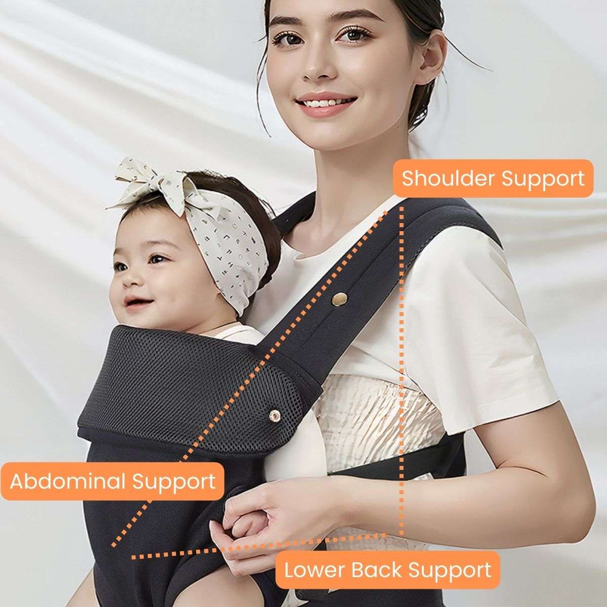 Toddly VivreNest ergonomic baby carrier with breathable fabric and hip-healthy design for newborns to toddlers