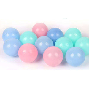 BabiePlay Colourful Odyssey Ball Pit Balls in pastel pink, blue, and green, BPA-free and safe for children.
