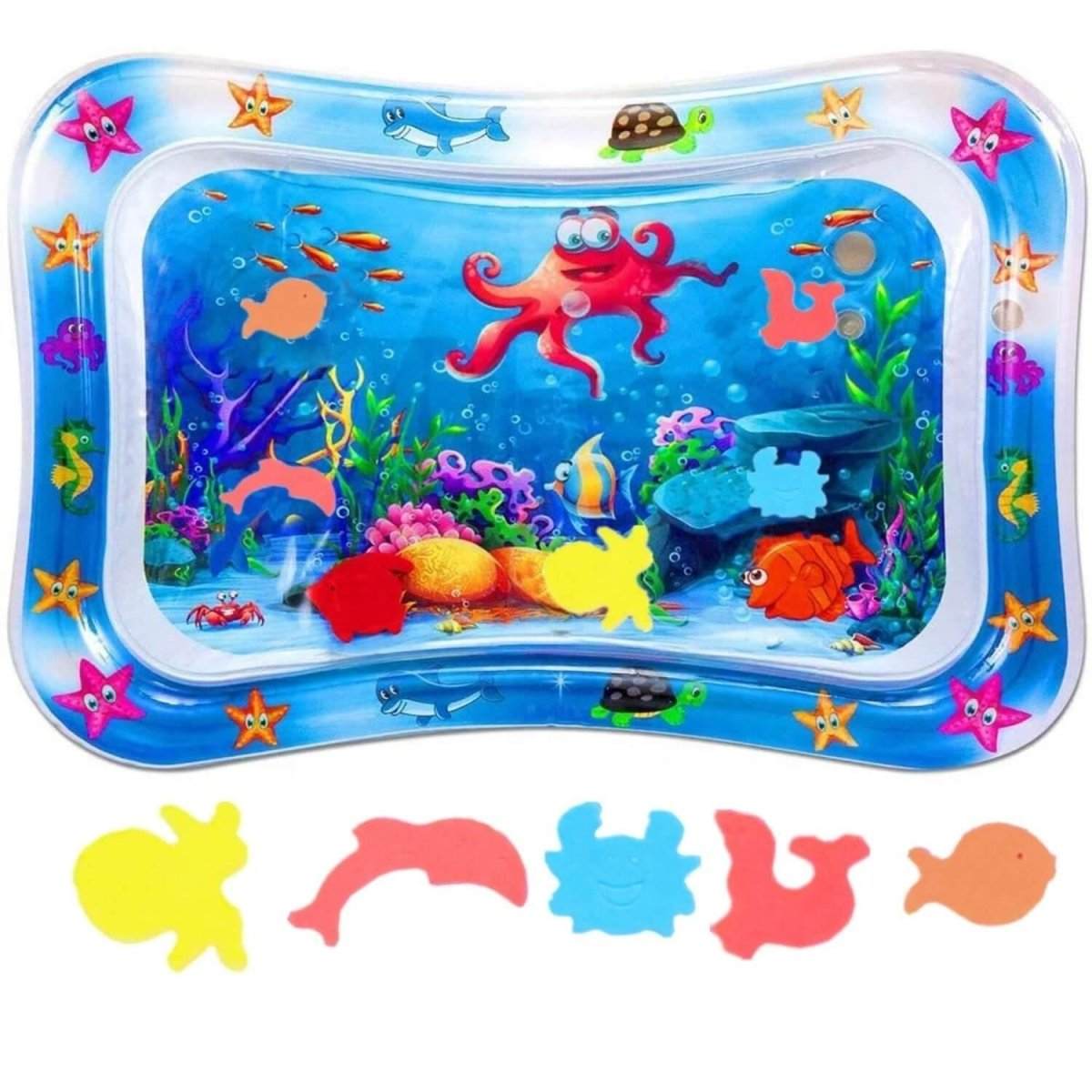BabiesMart Tummy Time Water Play Mat with colorful sea creatures and floating toys for sensory baby development