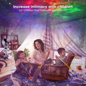 Alien Galaxy Projector creating colorful starry nebula night light ambiance for children and family bonding