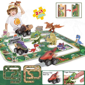 Kidst 3D Dinosaur Puzzle with 3 Toy Cars Educational Playset for Kids Dinosaur Puzzle Toy