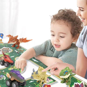 Kidst 3D Dinosaur Puzzle with 3 Toy Cars Educational Playset for Kids Dinosaur Puzzle Toy
