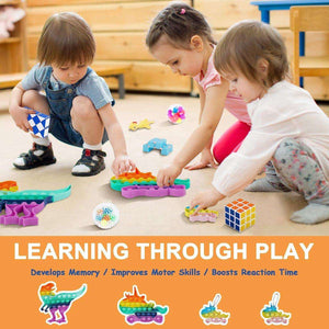 Kids playing with Kidst Fidget Sensory Toy Set for stress relief, focus, and motor skill development
