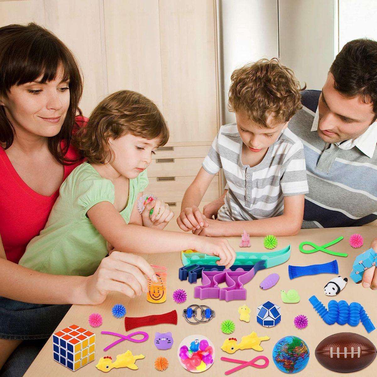 Family playing with Kidst Fidget Sensory Toy Set for stress relief and focus