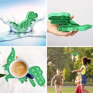 Kidst fidget sensory toy set green dinosaur popper for stress relief and focus