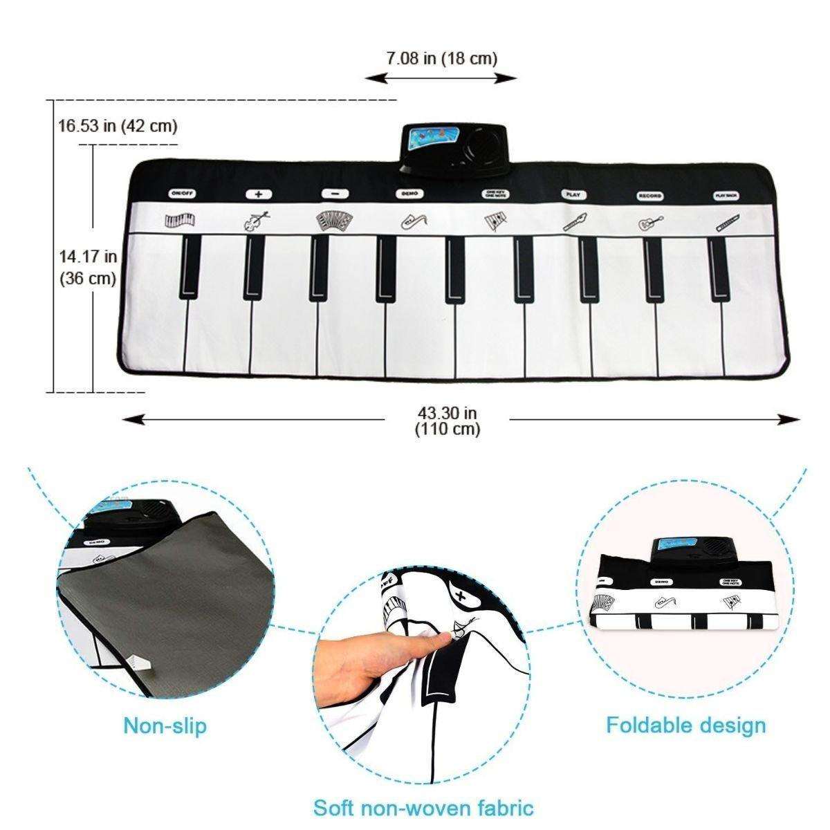 Kidst Piano Play Mat musical keyboard with foldable design and non-slip soft fabric for kids learning and play