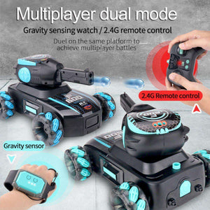 Kidst RC tank toy with gesture control and 2.4G remote for multiplayer battles