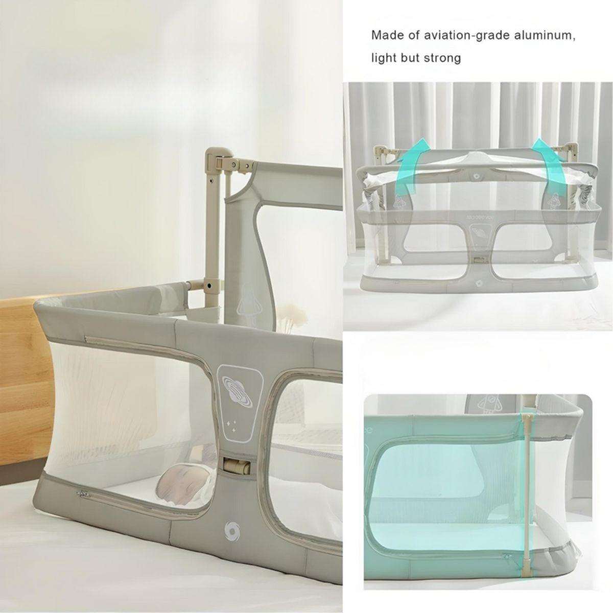 NightNest Bedside Rail adjustable aluminium frame breathable mesh baby safety barrier for bed