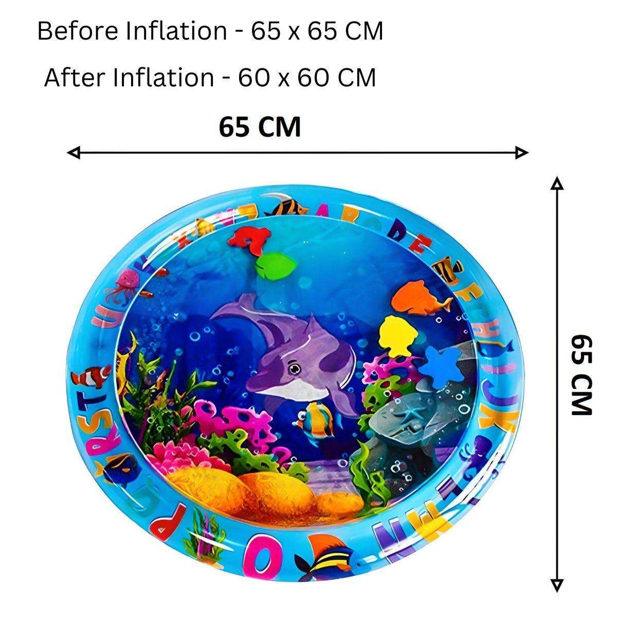 Toddly SplashCircle round tummy time water mat with vibrant underwater design for baby sensory play and development