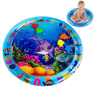 Toddly SplashCircle inflatable round tummy time water mat with colorful underwater design for baby sensory play and development
