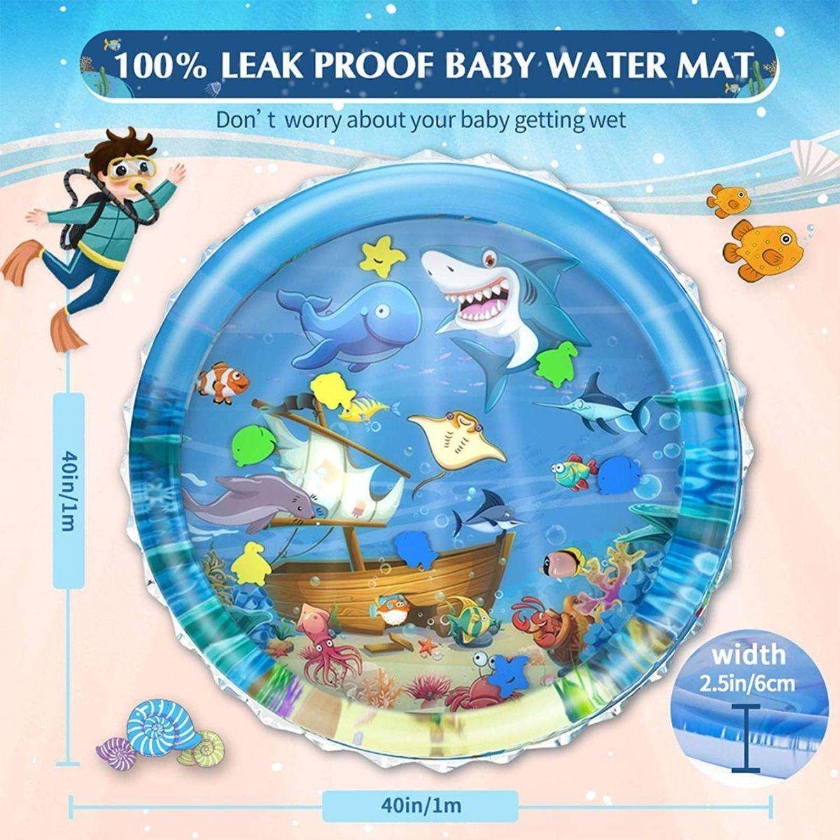 Toddly SplashJourney XL inflatable tummy time water mat with vibrant underwater design and 100% leak-proof feature