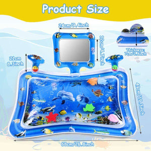 Toddly SplashMirror baby tummy time water mat with mirror and colorful floating sea animals for sensory development