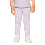 Feather & Fawn Dymples Baby Stretch Cotton Leggings | Lilac Floral & Green Forest Print