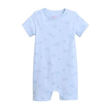 Feather & Fawn Hopscotch Short Sleeve Baby Romper | Dino, Elephant, or Balloon Print