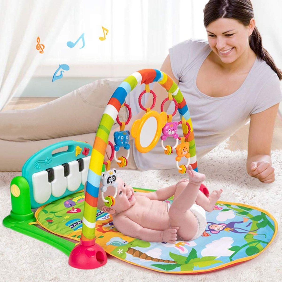BabiePlay Kick'n'Play Musical Activity Baby Gym Mat for Motor & Early Development Baby Gym Mat