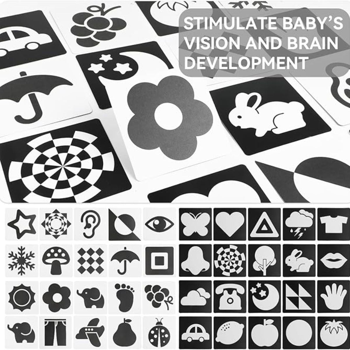 BabiePlayBabiePlay High - Contrast Baby Flashcards for Visual Stimulation & Brain DevelopmentVisual Stimulation Cards - Babies Mart Australia
