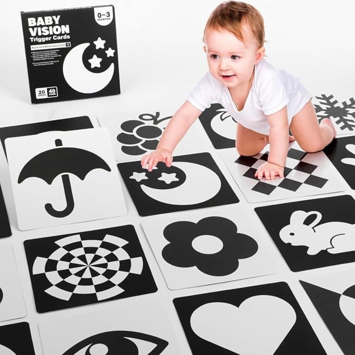 BabiePlayBabiePlay High - Contrast Baby Flashcards for Visual Stimulation & Brain DevelopmentVisual Stimulation Cards - Babies Mart Australia